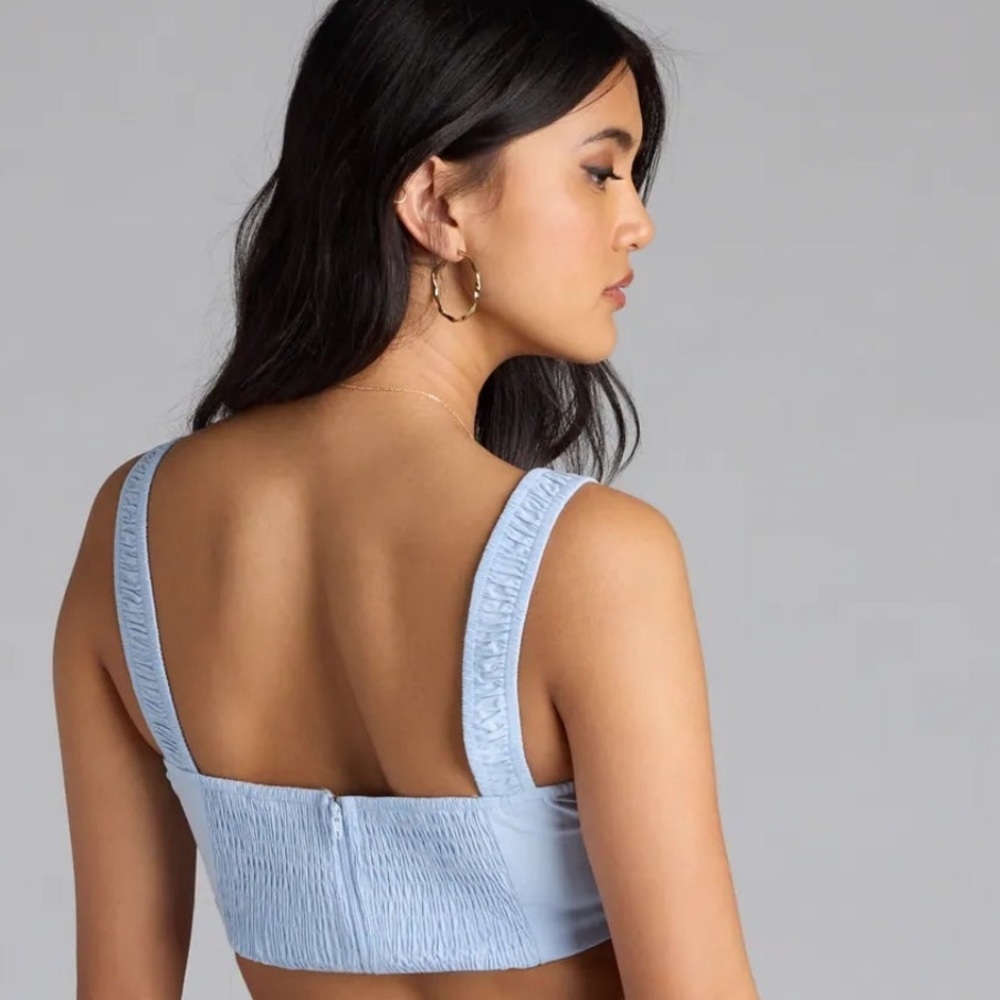 Windsor Classy Cutie Poplin Crop Top L Large NWT zipper - Picture 3 of 9